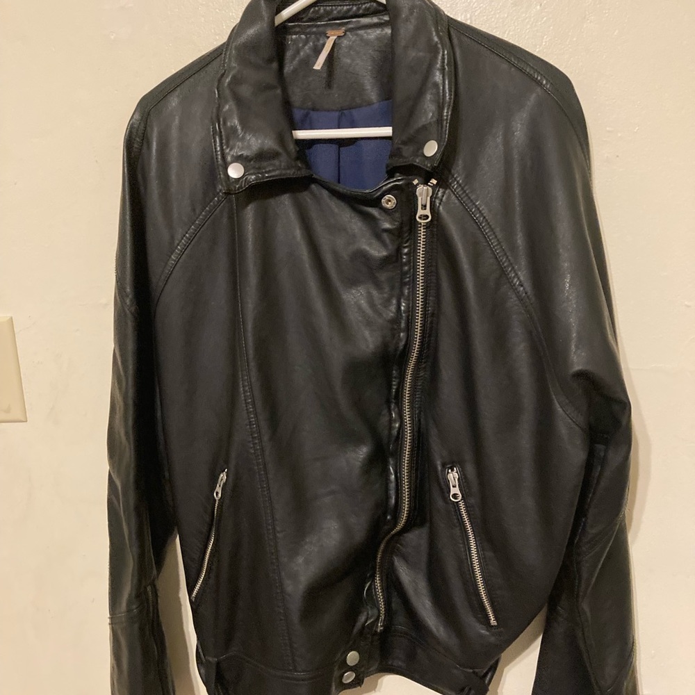 Free people vegan leather Moto style jacket size Large